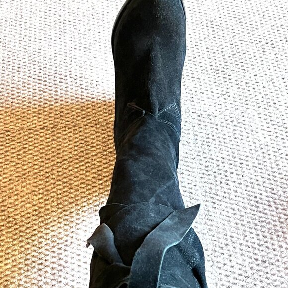 Jeffrey Campbell Black Suede Wedge Adjustable Wrap Boots Sz 8 - Picture 12 of 15